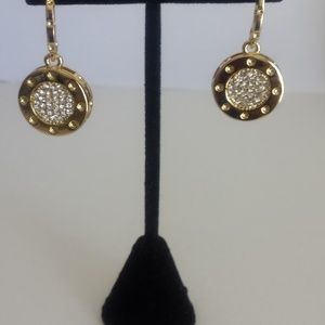 Gold earrings,Round with Pave crystal stone